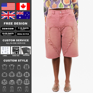 Shorts en jean déchirés personnalisés KingSen pour hommes, style vintage délavé, coupe ample, streetwear, vente en gros usine - Product Image 2