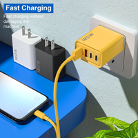 Cargador de Teléfono Móvil de Carga Rápida de 120 W, Cargador Multi-Puerto Dual PD + Dual USB con Enchufes Europeos y Estadounidenses, Cargador PD de 20 W para Todos los Teléfonos