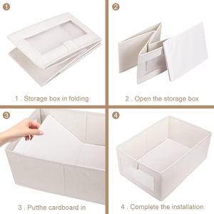 Có Thể Gập Lại Thời Trang Linen Tủ Quần Áo Lưu Trữ Hộp Thùng Với Lưới Cửa Sổ Tổ Chức Tủ Quần Áo Hộp Thùng - Product Image 5