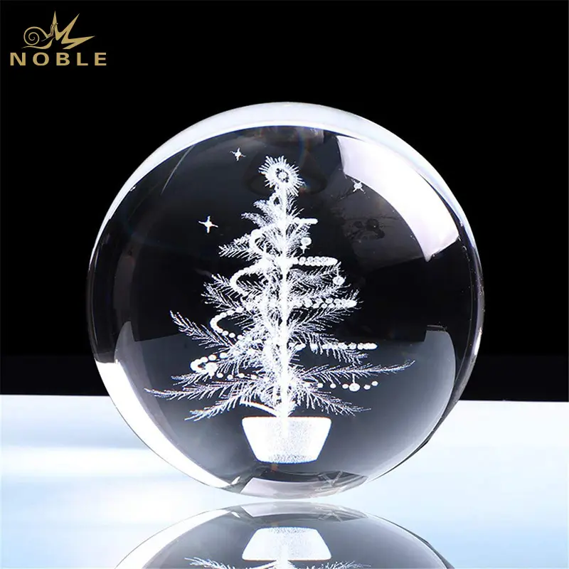 Nobele Kerstdecoratie 3d Laser Kristallen Glazen Bol Op Maat Gemaakte Logo Award Festival Cadeau Ambacht
