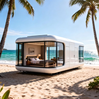 Maison Modulaire de Luxe en Conteneur d'Acier Mobile, Capsule Spatiale, Remorque, Maison Préfabriquée, Chambre d'Hôtel, Bureau à Domicile Moderne sur Roues