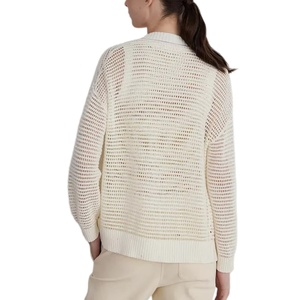 <span class=keywords><strong>Cardigan</strong></span> en <span class=keywords><strong>maille</strong></span> tricotée légère et respirante à col en V ajouré à manches longues pour femme – Vente en gros personnalisée - Product Image 5
