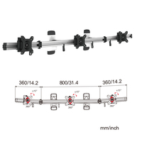 Support mural triple pour moniteur de 17 à 32 pouces, inclinable et pivotant à 360°, VESA 75x75/100x100, max 8 kg par bras, en alliage d'aluminium, en stock