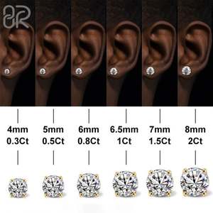 VVS Stud Moissanite Boucles D'oreilles Usine En Gros Pass Diamant Test Bling Ice Out Carré Buagette Brillant Cut 925 Bijoux En Argent - Product Image 4