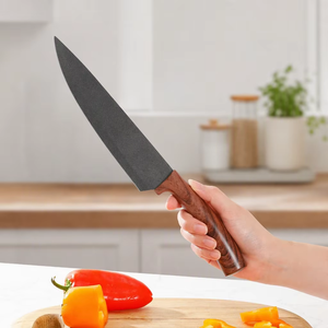 Ensemble de 7 couteaux de cuisine en acier inoxydable avec bloc de rangement, motif grain de bois, comprenant un couteau de chef et des ciseaux - Product Image 4
