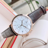 Montre Chronographe Sportive Simple et Élégante à Quartz avec Cadran en Cristal Saphir, Lunette en Acier Inoxydable et Bracelet en Cuir, Affichage Analogique à Aiguilles