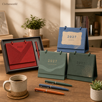 Calendario de Escritorio de Cuero PU 2027 con Logotipo Personalizado, Estampado en Caliente, Regalo Corporativo al por Mayor