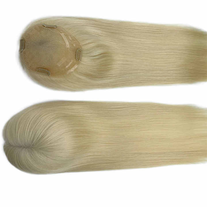20 inch Blonde European Remy Human Hair Long Toupee Lace for Women Hair