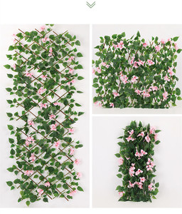 Recinzione Decorativa con Fiori Artificiali, Decorazione da Giardino, Pianta Verde Artificiale con Steccato in Legno - Product Image 3