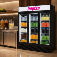 Réfrigérateur commercial pour boissons, 3 portes vitrées, réfrigérateur vertical pour cola, équipement de réfrigération à air pour supermarché