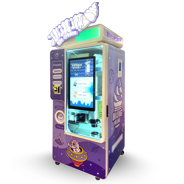 30L Big Ice Cream Self-service Automatic Vending Machine Kiosk Soft Freshly Made Ice Cream in Waffle Cones Free Halal SABER FDA