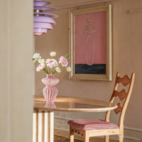 Vase à fleurs en verre soufflé à la main de style français, design modèle ballet, rose doux, luxe, pour arrangement de table de mariage, fabriqué en Chine