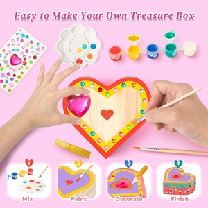 Kit portagioie per la pittura a forma di <span class=keywords><strong>cuore</strong></span> in legno con diamanti a forma di <span class=keywords><strong>cuore</strong></span> per bambini - Product Image 4