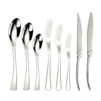 Ensemble de couverts de luxe en acier inoxydable 201 poli miroir, fourchette, cuillère, couteau, élégant pour la maison et les restaurants