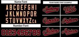 Op maat gemaakt zwart karmozijnrood-oud goud klassiek stijl authentiek softbalshirt met twee knopen - Product Image 3