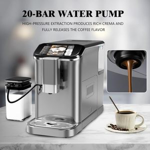 เครื่องชงกาแฟอิตาเลียนออลอินวันระดับพรีเมียมสำหรับบ้านและสำนักงาน แรงดัน 20 บาร์ หน้าจอ TFT เครื่องชงเอสเพรสโซ่อัตโนมัติเต็มรูปแบบ พร้อมเครื่องทำเอสเพรสโซ่ในตัว - Product Image 2