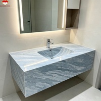 Grande dalle de marbre bleu cristal moderne et imperméable pour appartement, villa, hôtel, salon, salle de bain, lavabo, escalier, salle à manger, cuisine