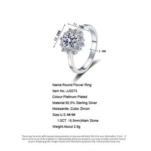 Женское обручальное кольцо с муассанитом 1 карат VVS1 в форме цветка, кольцо-обещание для жены или мамы, сертифицировано GRA - Product Image 5