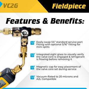 Outil de dépose de valve Wansheng VC2G avec jauge de niveau pour applications HVAC à double valve - Product Image 4