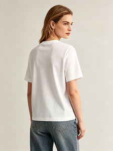 Camiseta de Manga Corta para Mujer Leduo, Personalizada, Premium, de Algodón Suave, Cuello Redondo Minimalista, Corte Relajado, para Uso Diario - Product Image 3