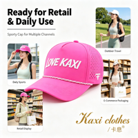 Casquettes de baseball 5 panneaux Snapback Kaxi OEM personnalisées en nylon respirant et imperméable avec dos en maille de haute qualité – Collection 2026