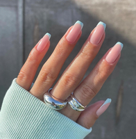JP925 – faux-ongles en acrylique, ballerine du milieu, cercueil, French Tip, manucure, bâton en acrylique sur les ongles en diamant