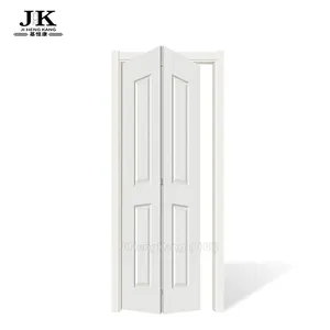 JHK-B03 katlanır kapı Hdf ahşap gömme katlanır kapı beyaz astar pürüzsüz 2 Panel kare katlanır kapı