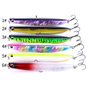 เหยื่อปลอมหลายสี ขนาด 12 ซม. น้ำหนัก 18 กรัม ทำจากพลาสติกแข็ง แบบลอยน้ำ รูปทรงดินสอ มีเสียงดัง ช่วยดึงดูด<span class=keywords><strong>ปลา</strong></span> - Product Image 6