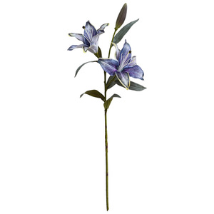 Bouquet de lys artificiels bleu lac, 3 têtes, style nordique, décoration intérieure, accessoires de mariage - Product Image 5