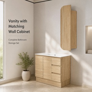 Natural Wood <strong>Bathroom</strong> Vanity Floor Standing Door 3 Drawers <strong>Thin</strong> Basin Freestanding <strong>Bathroom</strong> <strong>Cabinet</strong> 17.9" Depth - Product Image 5