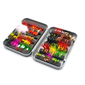 100 cái/hộp Fly câu cá lure thiết lập nhân tạo côn trùng mồi cá hồi móc giải quyết với trường hợp hộp Fly lure mồi cho Fly Mồi Câu Cá