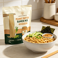 Nouilles Ramen Instantanées 200g Saveur Beurre de Cacahuète Non Frit, Marque Privée OEM, Vente en Gros, Fournisseur Asiatique