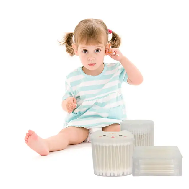 head pointed baby disposable cotton swabs with wooden stick