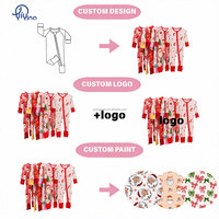 Pyjama en viscose de bambou personnalisé pour nouveau-né, manches longues, combinaison de Noël pour bébé, imprimé Père Noël, combinaison de nuit à fermeture éclair bidirectionnelle