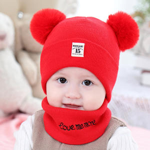 Automne et hiver tricot chapeau bébé casquette écharpe ensemble en gros chaud deux pièces bébé <span class=keywords><strong>bonnet</strong></span> en tricot ensemble - Product Image 4