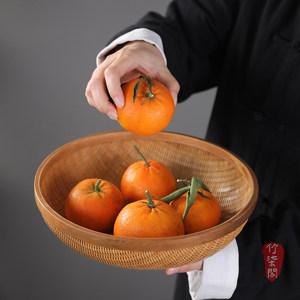 Bamboo Woven <b>Storage</b> <b>Baskets</b> Round Handmade Kitchen Food Container Neatening <b>Storage</b> - Product Image 5