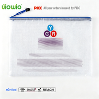 Organisateur de fournitures de bureau en PVC imperméable personnalisé UIOWIO, papeterie pour étudiants, pochette à fermeture éclair en maille transparente A4 personnalisée