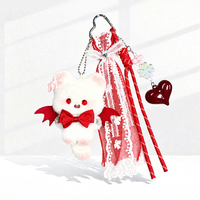 En gros : Pendentif de sac chaton démon à nœud rouge, Pendentif poupée en peluche 'Love' en dentelle rouge, Porte-clés en peluche exquis, Jouets pour enfants, Cadeau