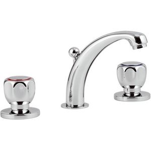 Grifo mezclador para lavabo Domino Line de 3 orificios, acabado cromado, 40,3 cm de longitud - Product Image 1