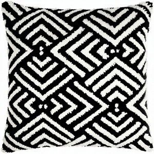 Modern Geometric Tufted Plush Throw <b>Pillow</b> Square <b>Black</b> White Decorative Cushion Cover Washable Home Accent - Product Image 1