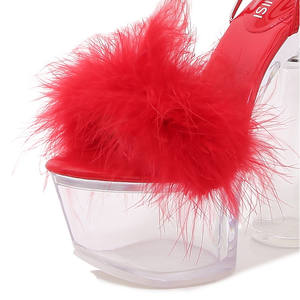 Sandales à talons super hauts style européen et américain à lacets et bout ouvert, à plateforme imperméable, à talon aiguille et cristal - Product Image 2