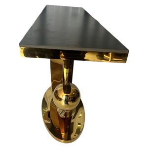 Tavolo da Pranzo Rettangolare in Pietra Sinterizzata Stile Nordico, Struttura Dorata Moderna ed Elegante, Arredamento Ecologico per Appartamenti <span class=keywords><strong>e</strong></span> Hotel - Product Image 5
