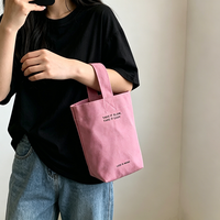 Sac en toile personnalisé, minimaliste, à coutures renforcées, couleur unie, mini, à main, pour bouteille d'eau ou de thé au lait, idéal comme sac cadeau souvenir de fête ou sac pour maman