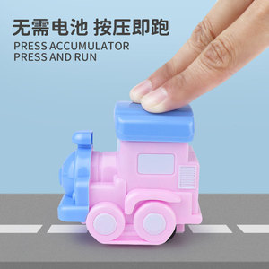 Tren de juguete pequeño con botón de empuje y retroceso para niños de 2 a 4 años, juguete de plástico unisex, suave y seguro para jugar. - Product Image 5