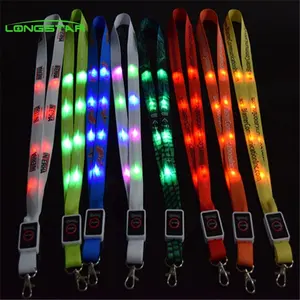 Purple Lanyards Wholesale LED Lanyard Flashing Cheap Price Hot Sale Opp Bag UV Printing Nylon Phone Lanyard Acceptable