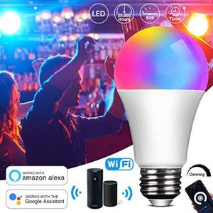 Ampoule LED intelligente Wi-Fi RGB pour intérieur, contrôlable à distance par application, compatible Alexa et Google Home, A60 E26 E27, 7W 9W 12W - Product Image 2