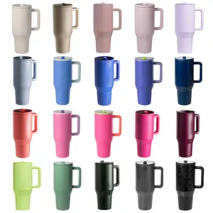 New 40oz Stainless Steel Double-Wall Vacuum Flask Thermos Spill-Proof Travel Tumbler Folding Straw Handle Camping Features