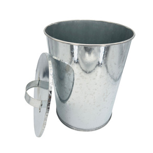 Galvanized Steel Outdoor Dust <b>Bin</b> 18L <b>With</b> <b>Lid</b> Cylindrical Metal Waste <b>Bin</b> For Outdoor Use - Product Image 1