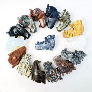 Venta al por mayor de materiales mixtos pulidos, estatuilla de animales, cabeza de dragón de cristal tallada para regalos de vacaciones - Product Image 1