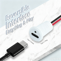 Conector de Carga USB-C con Panel Tipo C Blanco LN-006, LED de Doble Color, con Cable PH 2.0 de 15CM, 24AWG